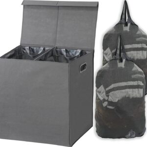 Double Laundry Hamper with Lid