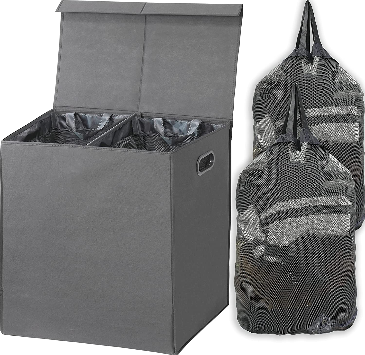 Double Laundry Hamper with Lid