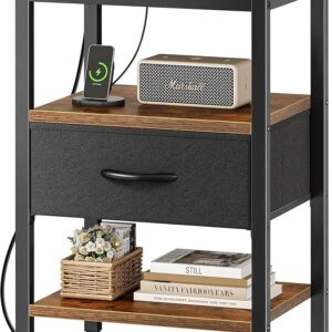 Night Stand for Bedroom, 3-Tier Storage End Table