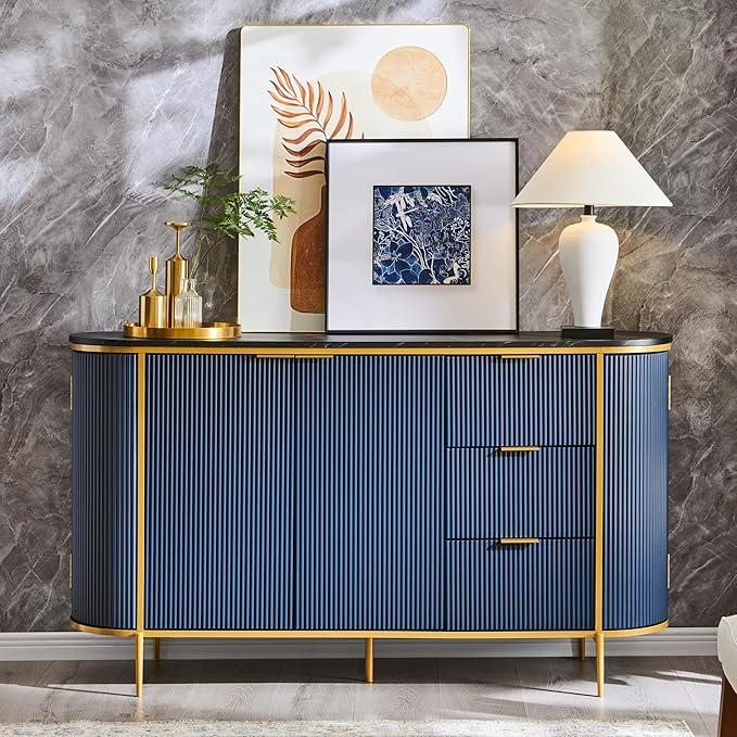 Modern 60" Buffet Table Coffee Bar Wine Bar Storage Console Cabinet