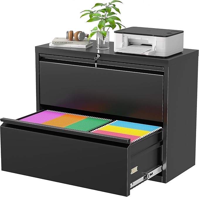 Superday Metal Lateral File Cabinet with Lock, 2 Drawer