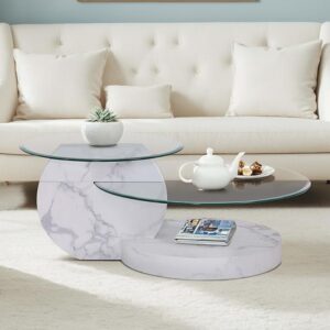 Glass Round Coffee Table with Storage