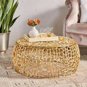 Modern Solid Aluminum Round Coffee Table with Intricate Design