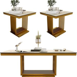Gold and Beige Coffee Table Set of 3