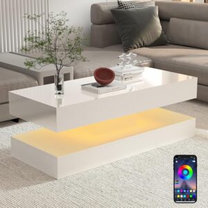 47.3IN High Glossy LED Coffee Table