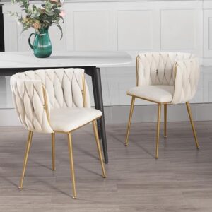 Set of 2, Accent Chairs with Gold Metal Legs