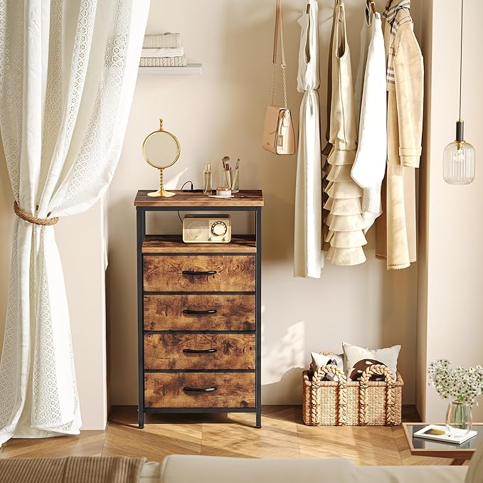 Night Stand with Charging Station, 4 Drawer Dresser for Bedroom - Image 5