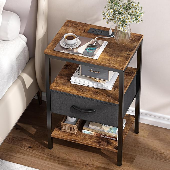 Night Stand for Bedroom, 3-Tier Storage End Table - Image 5