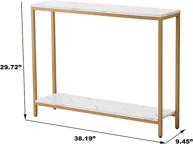 Console Table for Entryway (Double Layer, White Marble) - Image 5