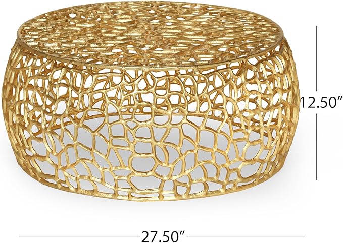 Modern Solid Aluminum Round Coffee Table with Intricate Design - Image 5
