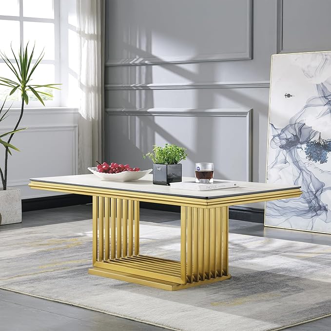 Gold and Beige Coffee Table Set of 3 - Image 5