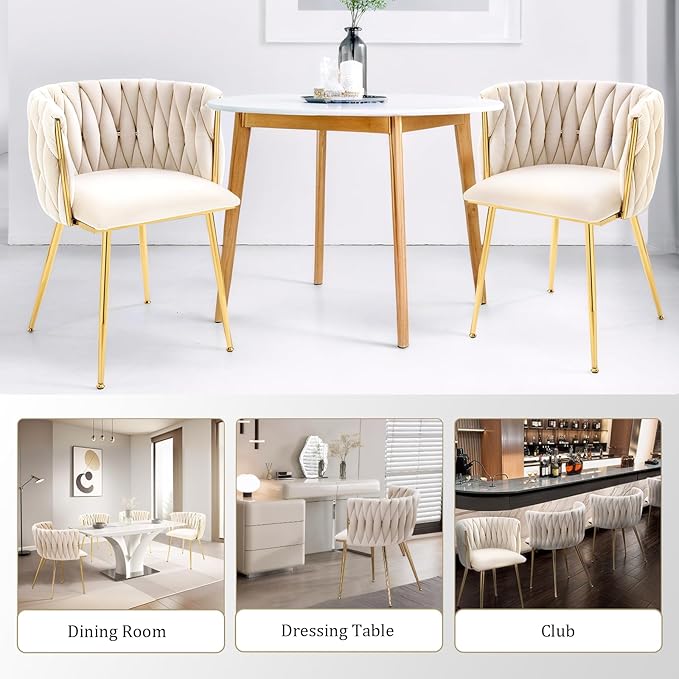 Set of 2, Accent Chairs with Gold Metal Legs - Image 5
