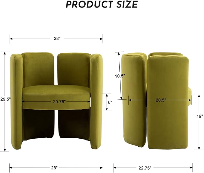 Modern Velvet Accent Chairs Set of 2 Comfy Upholstered Barrel Side Chair - Image 5