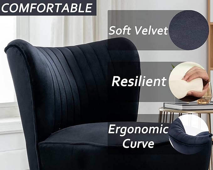 Velvet Accent Chair Set of 2 Comfy Living Room - Image 5