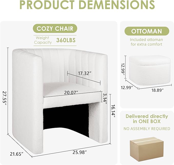 Barrel Accent Chair with Storage Ottoman - Image 5