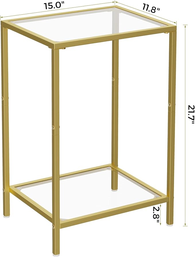 Side Tables Set of 2, End Tables with Tempered Glass - Image 4