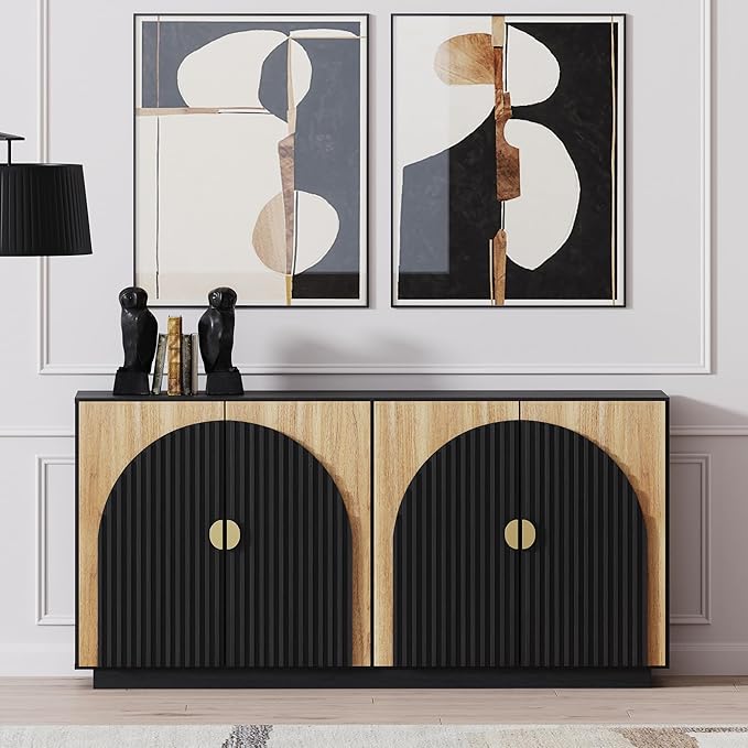 65 Inch Symmetrical Arc Accent Sideboard Large Console Table - Image 4