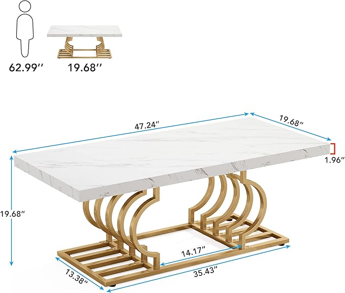 47 Inch Modern Coffee Table for Living Room - Image 4