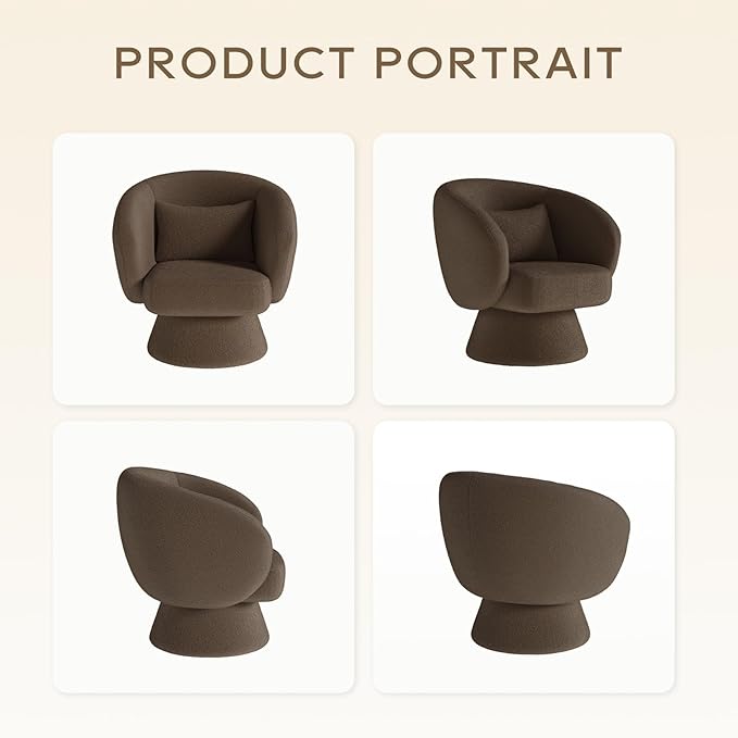 Modern Upholstered Barrel Chair with 360° Swivel - Image 4