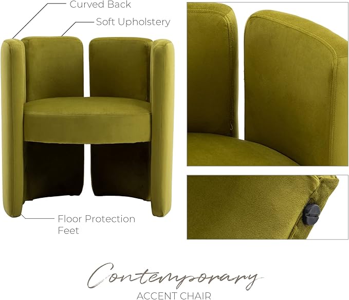 Modern Velvet Accent Chairs Set of 2 Comfy Upholstered Barrel Side Chair - Image 4