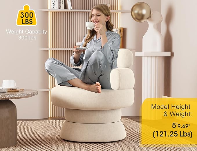 Mid-Century Modern 360° Swivel Accent Chair - Image 4