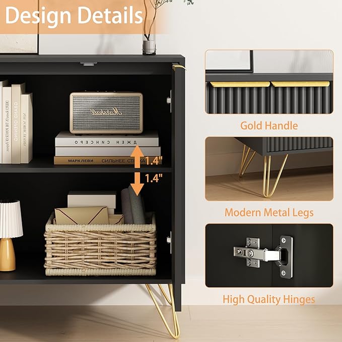 Modern Wood Accent Cabinet with Adjustable Shelves - Image 3