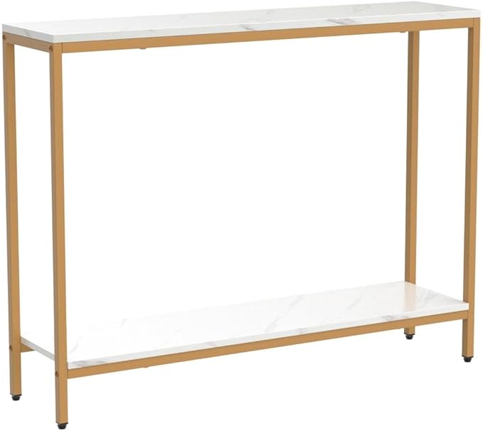 Console Table for Entryway (Double Layer, White Marble) - Image 3