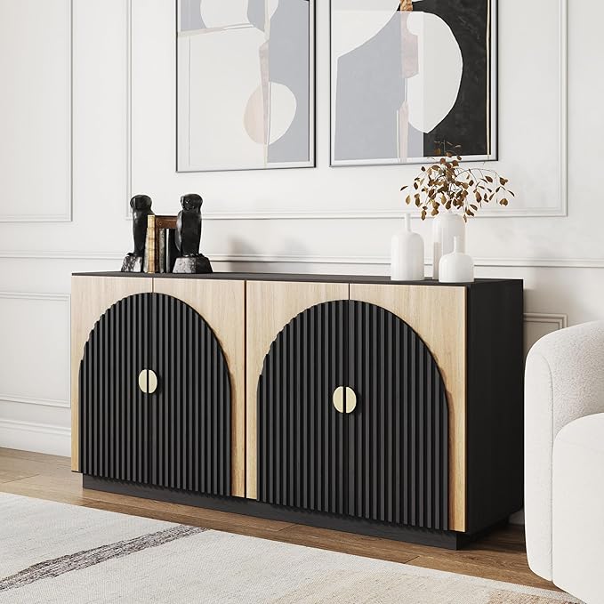 65 Inch Symmetrical Arc Accent Sideboard Large Console Table - Image 3