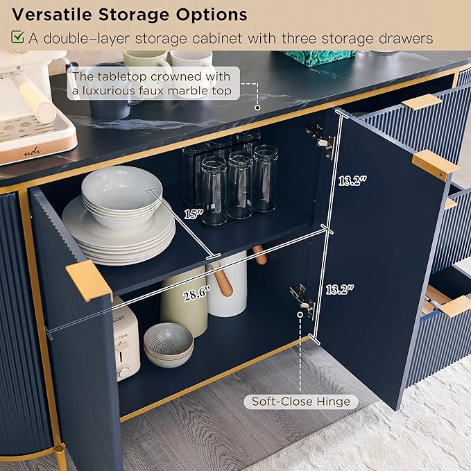 Modern 60" Buffet Table Coffee Bar Wine Bar Storage Console Cabinet - Image 3