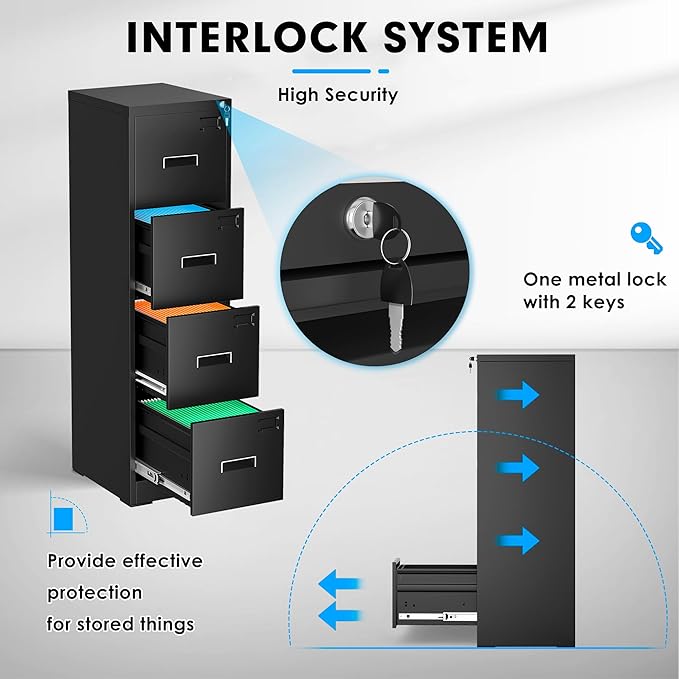4 Drawer File Cabinet with Lock - Image 3