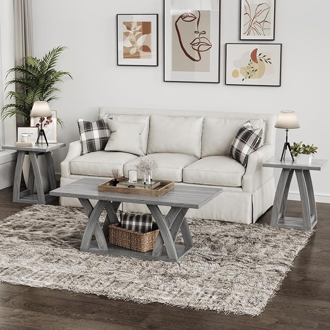 3 Pieces Living Room Sets Contemporary Coffee and End Tables - Image 3