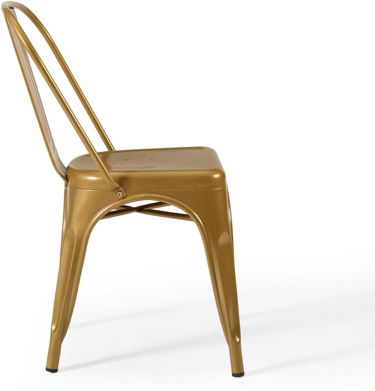 Industrial Modern Steel Metal Bistro Dining Chairs in Gold - Set of 2 - Image 3