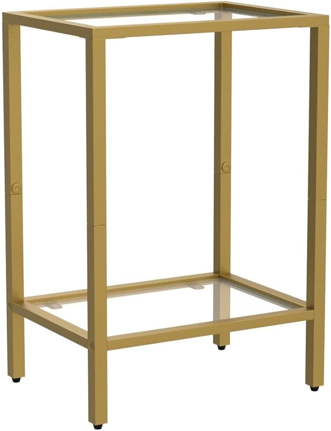 Side Tables Set of 2, End Tables with Tempered Glass - Image 2