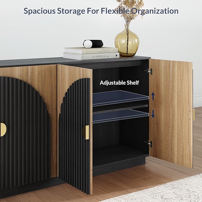 65 Inch Symmetrical Arc Accent Sideboard Large Console Table - Image 2