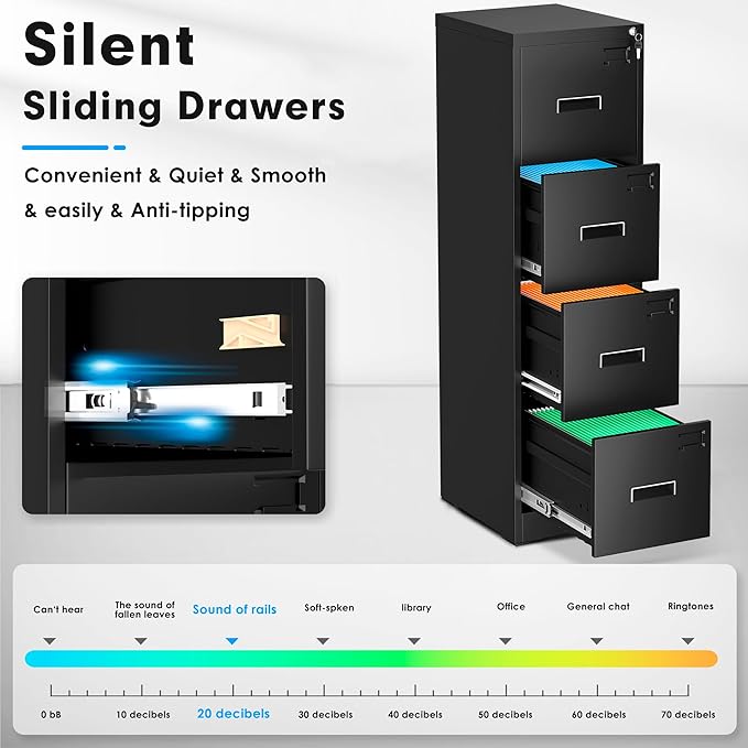 4 Drawer File Cabinet with Lock - Image 2