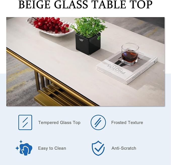 Gold and Beige Coffee Table Set of 3 - Image 2