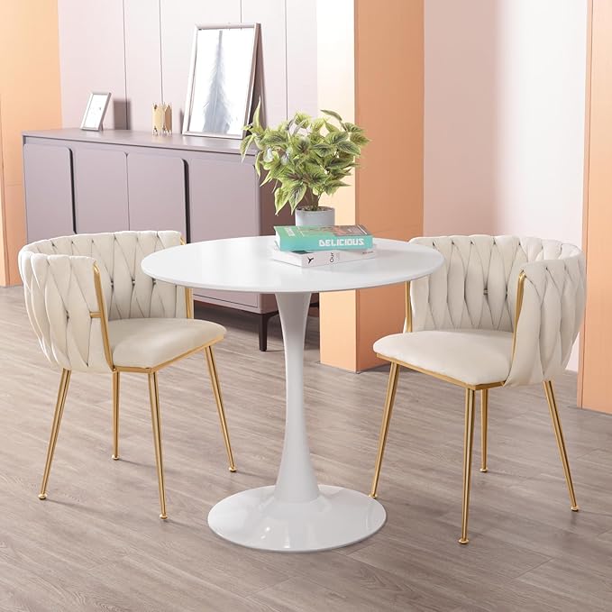 Set of 2, Accent Chairs with Gold Metal Legs - Image 2