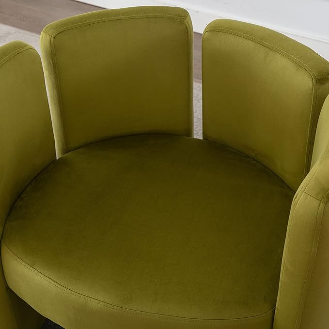 Modern Velvet Accent Chairs Set of 2 Comfy Upholstered Barrel Side Chair - Image 2
