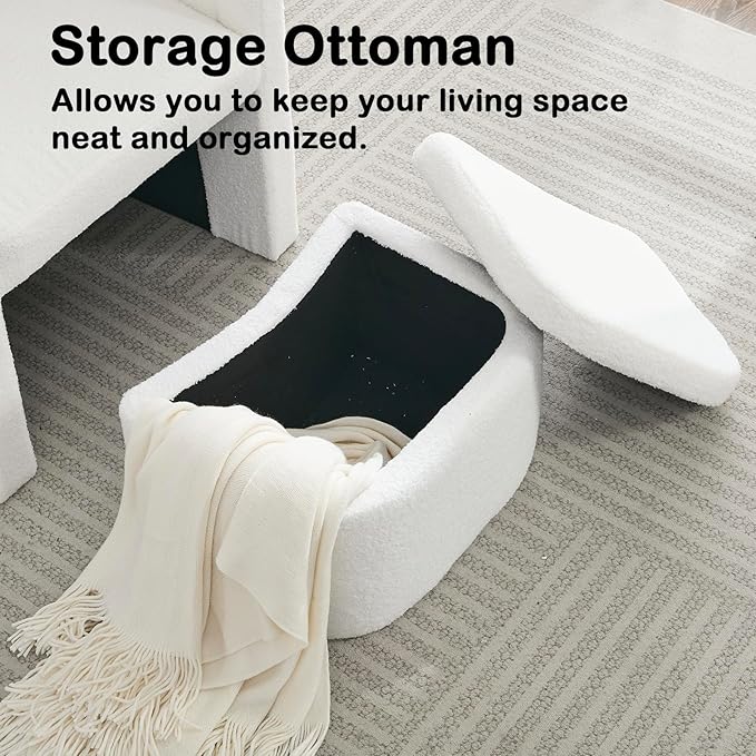 Barrel Accent Chair with Storage Ottoman - Image 2